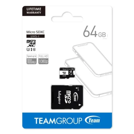 TEAMGROUP 64GB Micro SD Memory Card up to 100mbps (3YW)