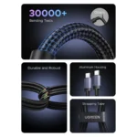 UGREEN USB-C to USB-C PD Fast Charging Cable 100W Max 1m - L528-65832 -(1YW) - Image 6