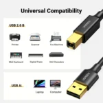 UGREEN USB 2.0 AM to BM Print Cable 5Meter (Black) 5M - US135- 10352- (1YW) - Image 9