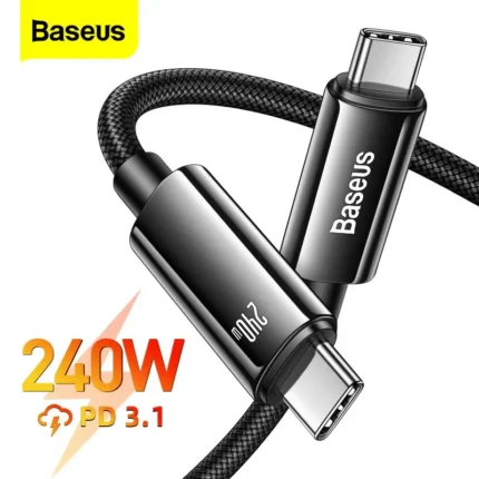 Baseus Tungsten Gold Fast Charging Data Cable Type-C to Type-C 240W 3M Black- (1YW)
