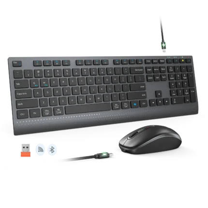 MEETION C2000 Wireless Keyboard and Mouse Combo Rechargeable 2.4GHz & Bluetooth (1YW)